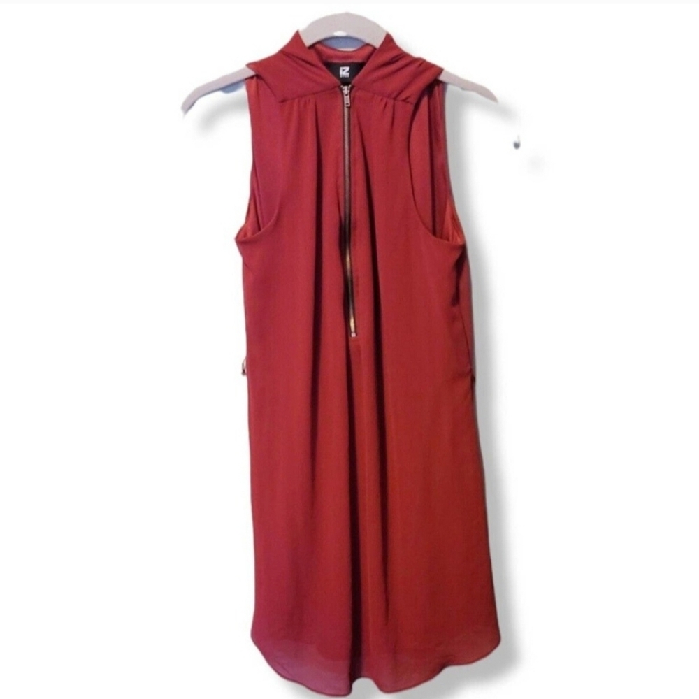 Iz Byer Burnt Orange High Mock Neck 60smini Dress - Picture 2 of 9